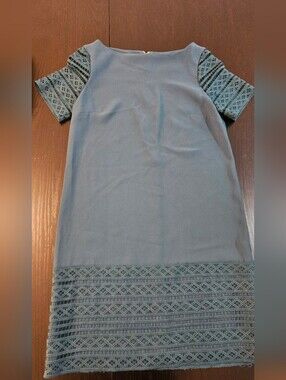 Teal Blue Lace-Hem Shift Dress - Next Brand